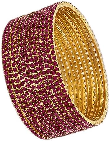 Shining Diva Fashion Set of 12 Latest Traditional Design Gold Plated Stone Bangle for Women