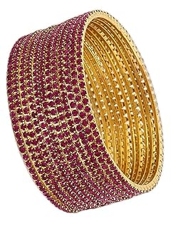Shining Diva Fashion Set Of 12 Latest Traditional Design Gold Plated Bangle for Women (15471b_2.6) (Pink)