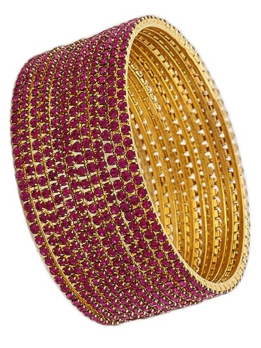 Shining Diva Fashion Set Of 12 Latest Traditional Design Gold Plated Bangle for Women (15471b_2.6) (Pink)