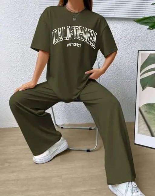 Image of My Swag Women's Cotton Loungewear Set, T-Shirt and Pants Coordinates, Casual Wear