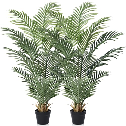Rooted In Light 2 Artificial Palm Tree 4FT Tall Palm Trees UV Resistant Fake Plant ...