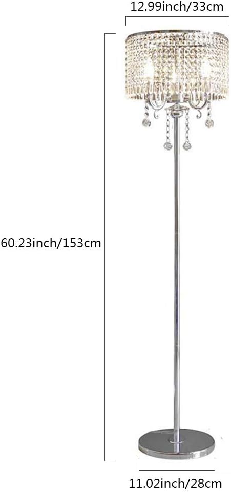 Hsyile Lighting KU300153 Floor Lamp- Elegant Designs Crystal Floor Lamps Chrome Finish Tall Standing Light for Living Room,Bed Room,Office