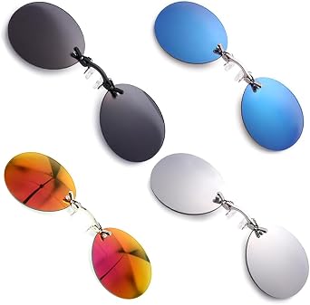 PLOPLO 4 Pack Retro Round Clip On Nose glasses Matrix Morpheus Movie rimless sunglasses