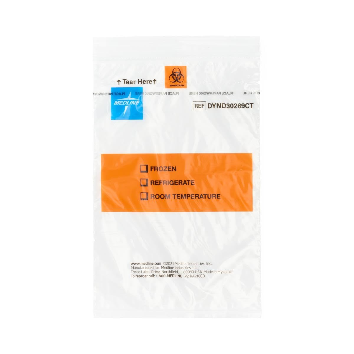 EZ Tear Clear Specimen Transport Bag with Pocket, 6" x 9",1000,Case,DYND30269CT