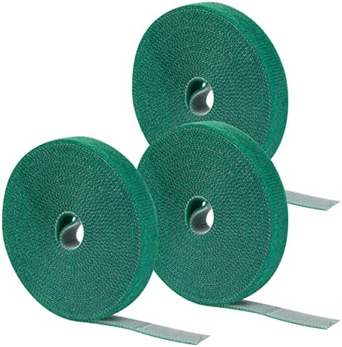 Phoetya Plant Ties Tape 15m,3 Roll Green Garden Ties Self Adhesive Tape Hook Loop Garden Strips,12mm Tree Ties Plant Stake Cane Supports Wrap Tape,5m per roll