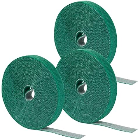 Phoetya Plant Ties Tape 15m,3 Roll Green Garden Ties Self Adhesive Tape Hook Loop Garden Strips,12mm Tree Ties Plant Stake Cane Supports Wrap Tape,5m per roll Cover