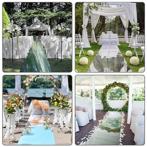 Tinideya 3.3 x 98.4 ft Mirror Rug Aisle Runner for Wedding Ceremony Double Sided Reflective Carpet Aisle Runner Walkway Rug Roll for Outdoor Birthday Graduation Party Decor(Silver) by Tinideya - Image 6