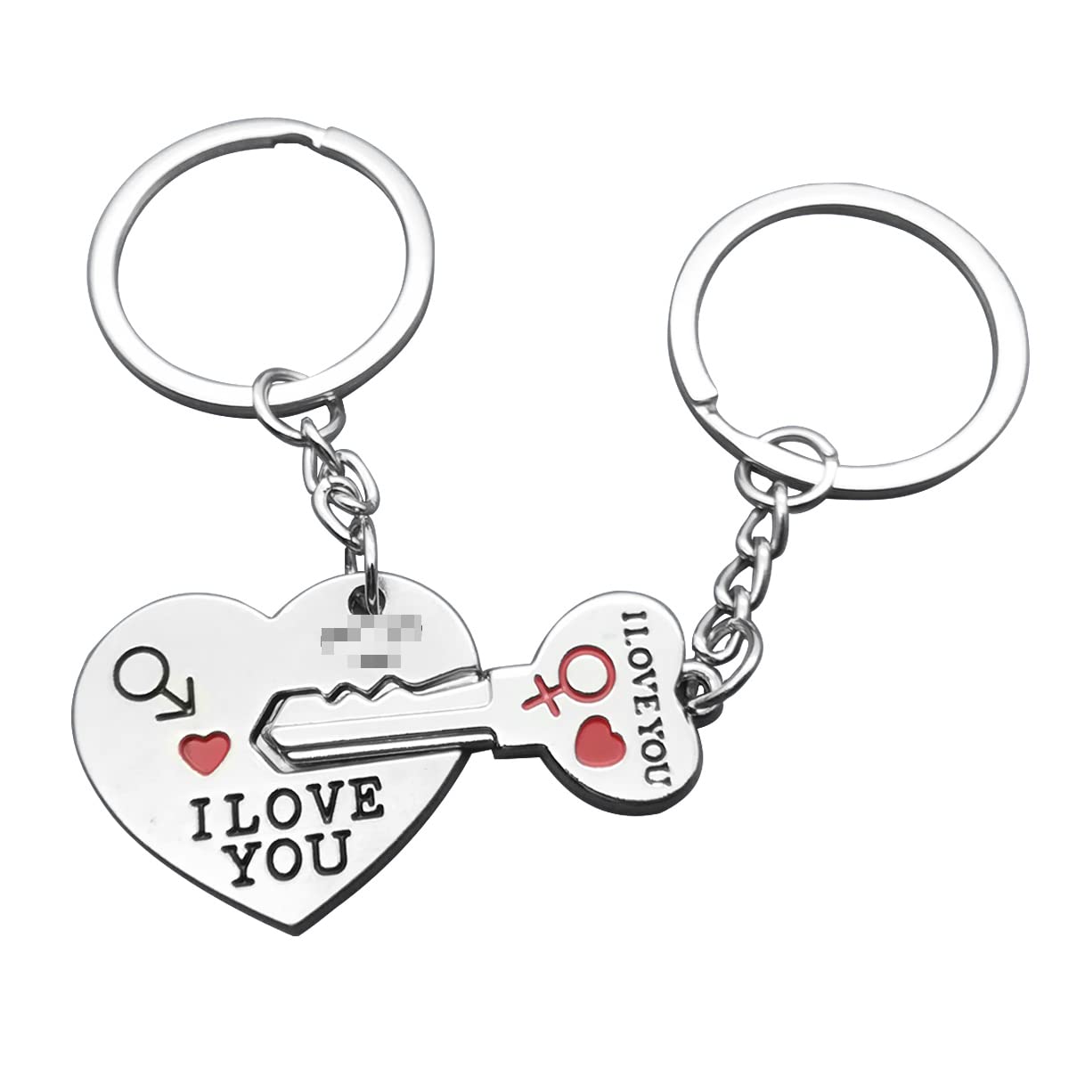Nekoki 2pcs Couple Key Chain Ring Set-I LOVE YOU with Red Heart Keychains Set for Boyfriend Girlfriend and Best Friends,Valentine's Day Birthday Gifts