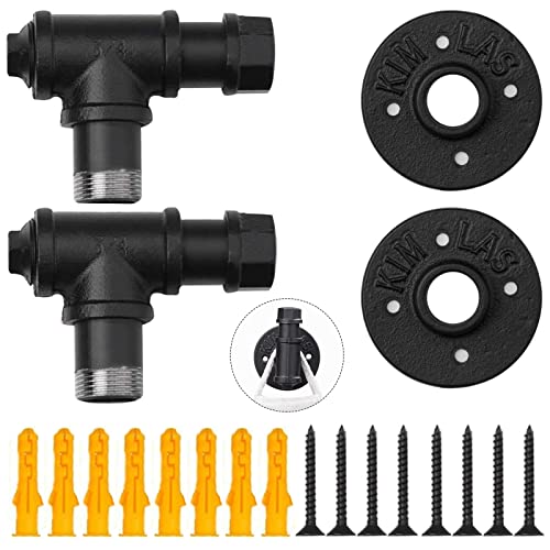 Elibbren 2 Pack Vintage Bathroom Robe And Towel Wall Hooks For Hanging, Rustic Style Industrial Iron Pipe Coat Hook Wall Mounted Heavy Duty Farmhouse Diy, Mounting Hardware Included #TOP2