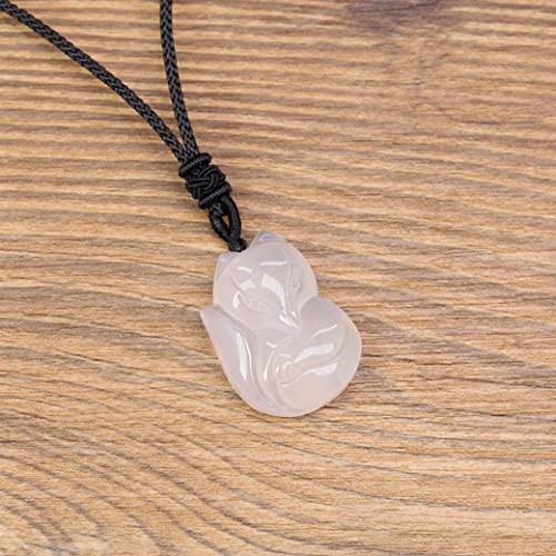 Coai White Agate Stone Fox Pendant Necklace For Women #TOP4