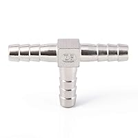 Vista 3 de Acero inoxidable 1" manguera Barb Tee 3 vías T en forma de divisor de CO2