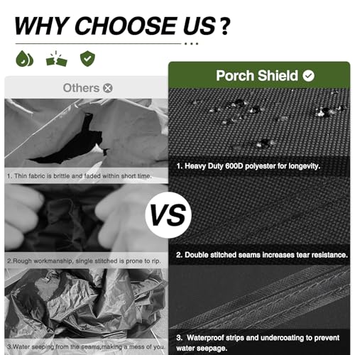 Porch Shield Outdoor Prep Table Cover –Waterproof Patio Dining Cart Cover Fitting Grill Stainless Steel Cart up to 48" L x 24" W x 34" H, Black