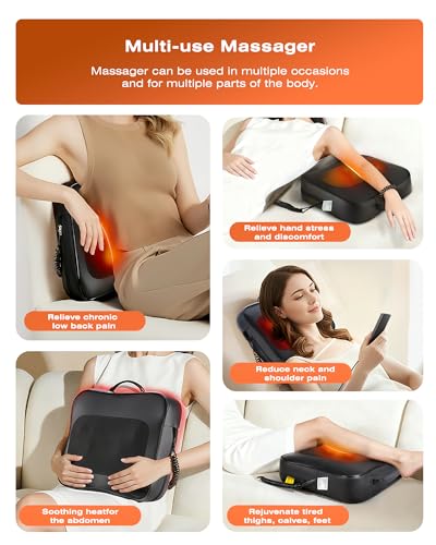 Image of Back Massager for Pain Relief Deep Tissue with Heat - Shiatsu Kneading Back Massage for Chair, Neck Massagers Pad for Lower Back Leg Shoulder, Lumbar Support Pillow for Office Car, Gift for Men Women