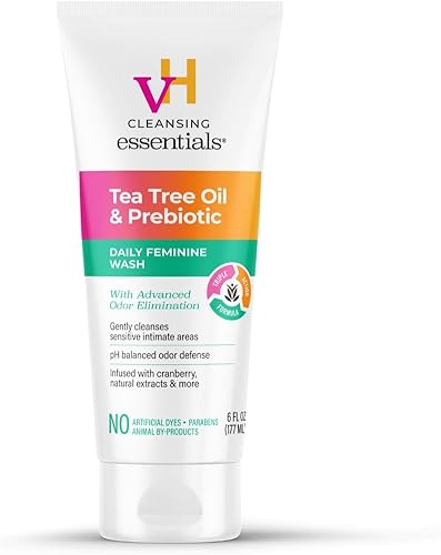 vH essentials, Ph Balanced Daily Feminine Wash, Tea Tree Oil & Prebiotic, 6, Fl Oz, (Pack Of 1) 54306 Clear