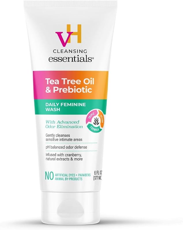 vH essentials, Ph Balanced Daily Feminine Wash, Tea Tree Oil & Prebiotic, 6, Fl Oz, (Pack Of 1) 54306 Clear