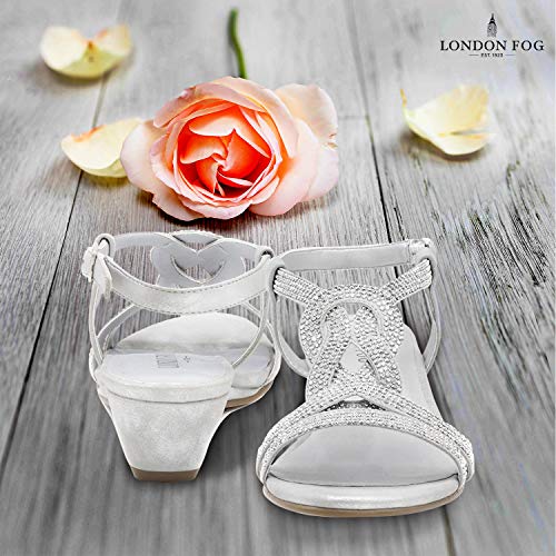 LONDON FOG Womens Macey Demi-Wedge Dress Sandals Silver 8 M US - Thumbnail 3