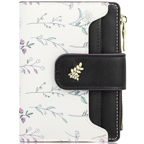 Image of Farcauo Womens Wallet Cute Small Wallets for Women Thin Black Women's Wallet Kawaii Flower Card Wallets for Women Ladies