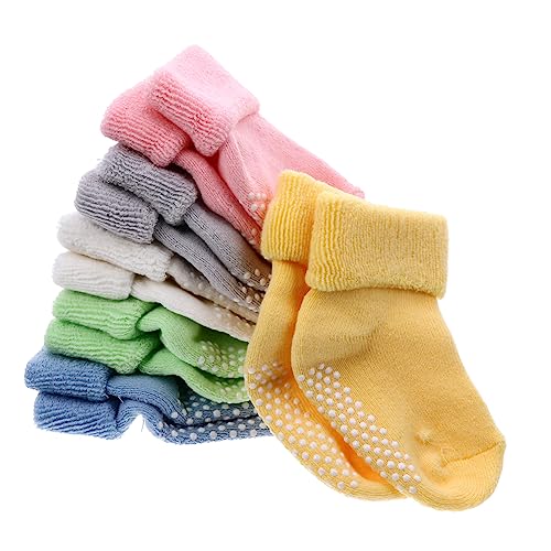 PACKOVE Breathable Newborn Socks 6 Pairs Cotton Infant Socks Thick Warm Non-slip