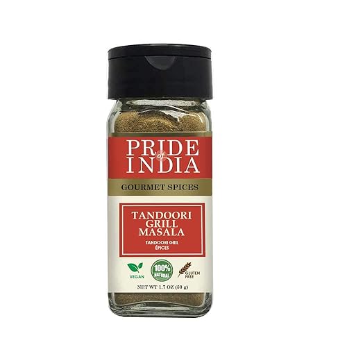 Pride of India Tandoori Grill Masala Mezcla de especias exóticas y gourmet ideal para cocinar verduras carne y pollo sin OMG fácil de usar botella