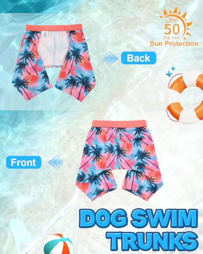 Image of CuteBone Dog Swim Trunks Swimsuit Durable & Comfortable - Quick-Dry, Adjustable Waistband Shorts, UV Protection Bikini- Perfect for Beach, Pool & Outdoor Fun, Dinos DST10S
