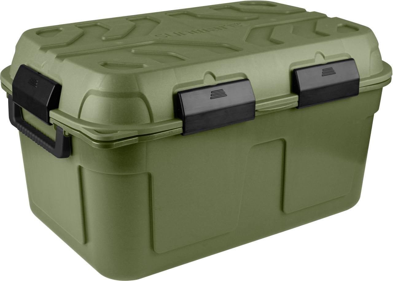 Sunware Q-Line - Contenitore impermeabile da 130 litri, 790 x 545 x 425 mm, colore: Verde/Nero