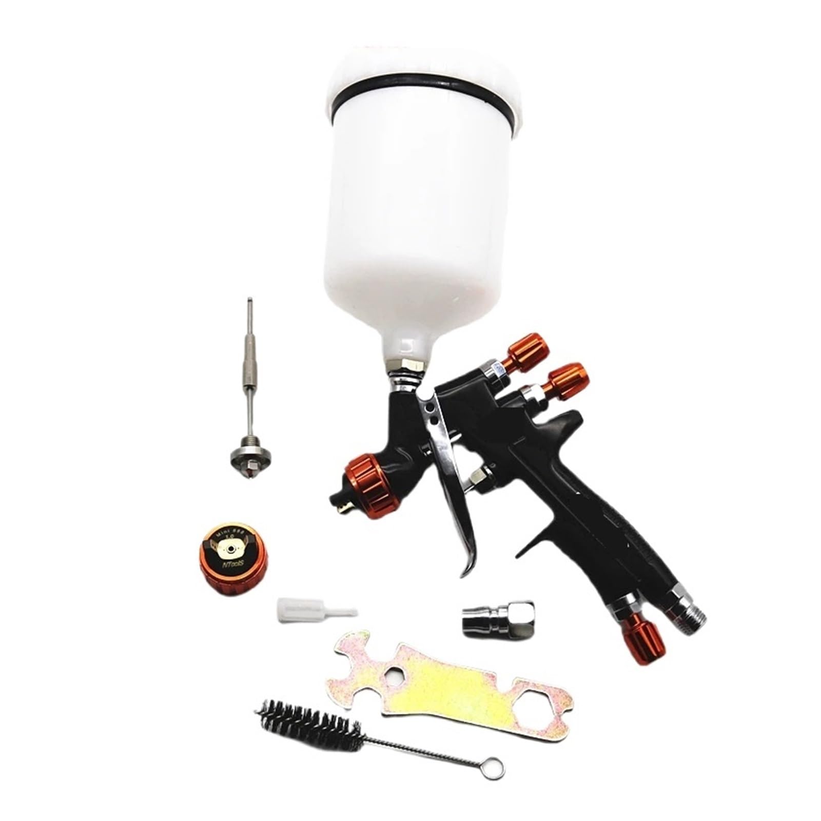 Pistolet Natryskowy 1,3 MM Z Zestawem Dysz,0 600CC/400CC Zbiornik Na Sprężone Powietrze Kubek Do Mieszania Farb I Adapter Mini Wysoka Precyzja Atomizacji(One tank 600CC)