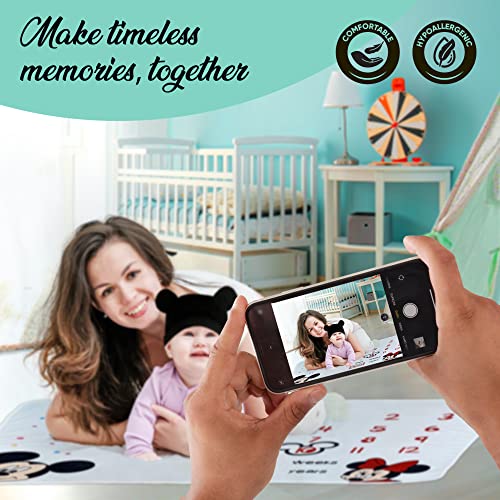 Babyly Baby Milestone Blanket With Growth Chart, Hat, And Frames - Perfect For Capturing Memories With Disney's Theme - Unisex 40"X60" Blanket For Baby Girl And Boy #TOP1