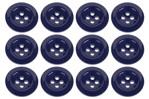 Pack of 12 Blue Sew on 18mm Buttons for Braces Trousers Shirts 28L, 12 Buttons