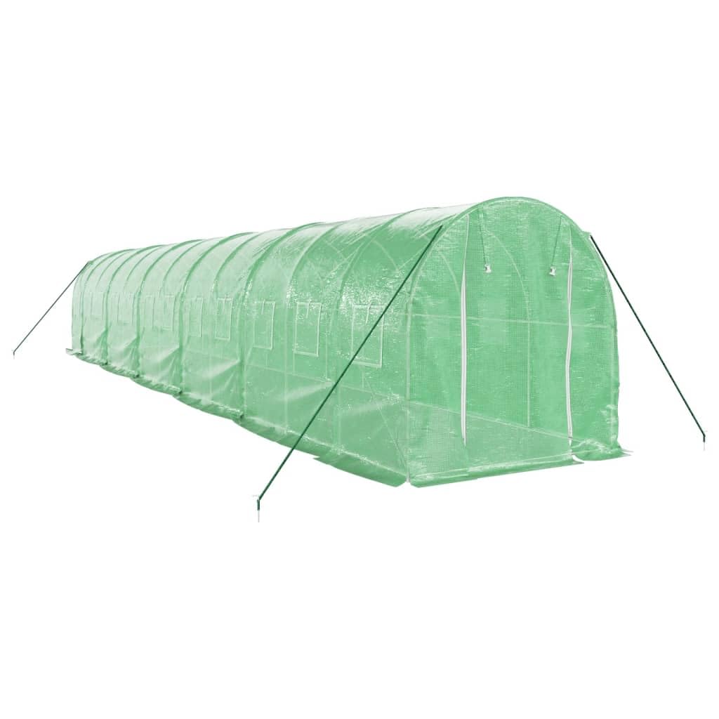 Homgoday Invernadero con Estructura de Acero Verde 24 m² 12x2x2 m, Invernadero Caseta Jardín Terraza Plantas Semilla Cultivo Huerto Verduras Cubierta Casero