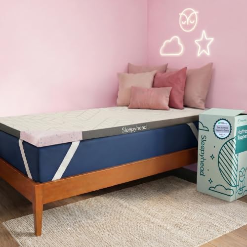 Sleepyhead Twin XL 2 Inch Mattress Topper Super, Thick Cooling Gel & Copper-Infused Memory Foam for College Dorm, Pressure Relief, Removable Washable Cover, CertiPUR-US Certified (XL Twin 2')