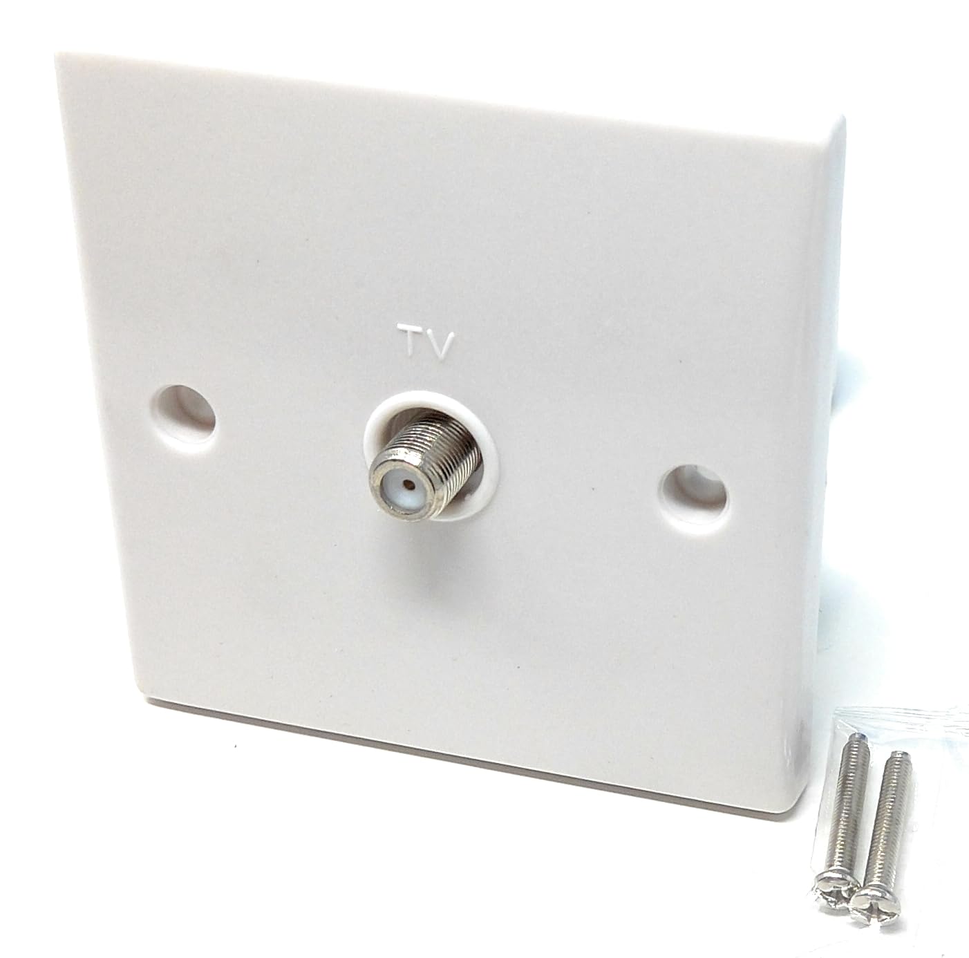 Placa frontal F para satélite y TV toma de pared blanca monobloc con conector roscado de alta fijación
