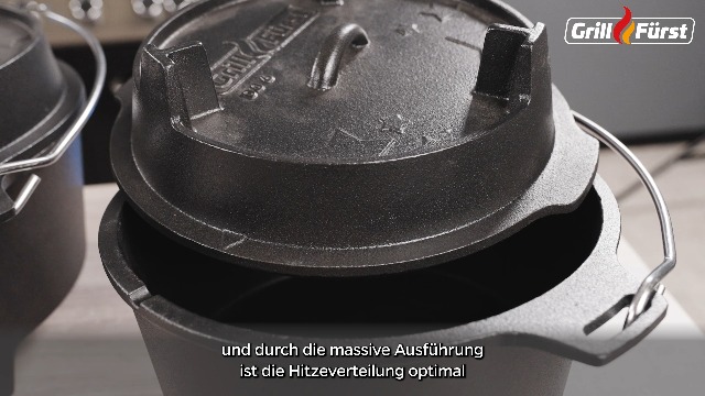 Produktbild von Grillfürst Dutch Oven Set 12L - Stehender Feuertopf, Hitzebeständiges