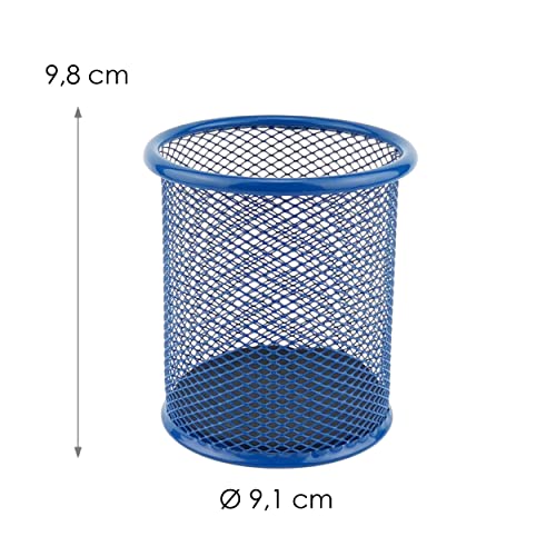 LEVIATAN Blue Metal Pencil Holder | Round Mesh Pen Pot - Image 4