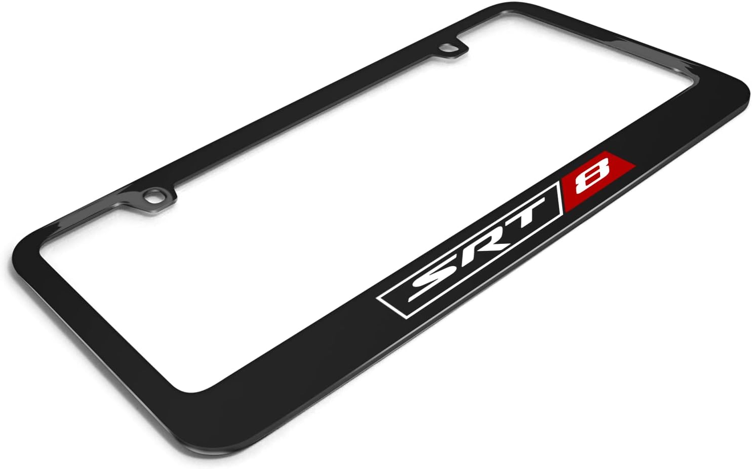 iPick Image Made for Dodge SRT-8 Logo in Color Black Metal License Plate Frame for Dodge Jeep Chrysler RAM
