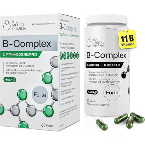 B-vitaminkomplex, kosttillskott, alla 11 B-vitaminer, upp till 7 x högre dos, innehåller aktiva former som extrafolate-S®, kolin, inositol och PABA, perfekt för veganer, utan tillsatser –