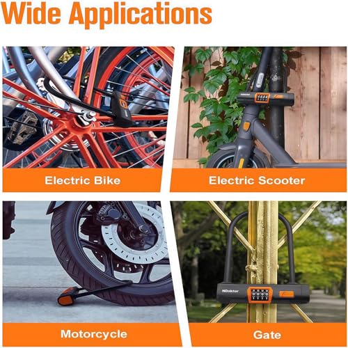 Image of NDakter Bike Locks Heavy Duty Anti Theft, Combo Bike U Lock, 4-Digit Resettable Combination Bicycle Lock, Large U Shaped Ebike Lock for Electric Bike, Escooter, Motorcycle,Door