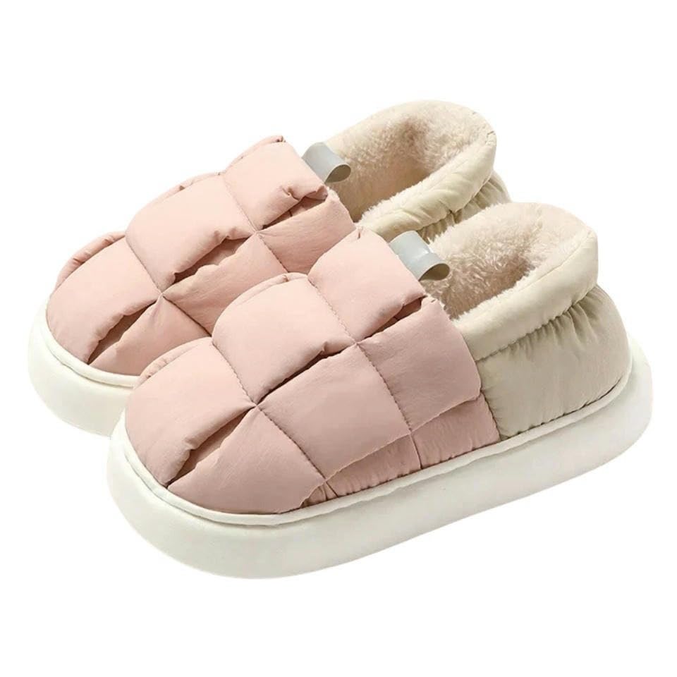 Scarpe in Cotone Antiscivolo da Uomo Ciabatte in Cotone Impermeabile A Plaid Ispessito