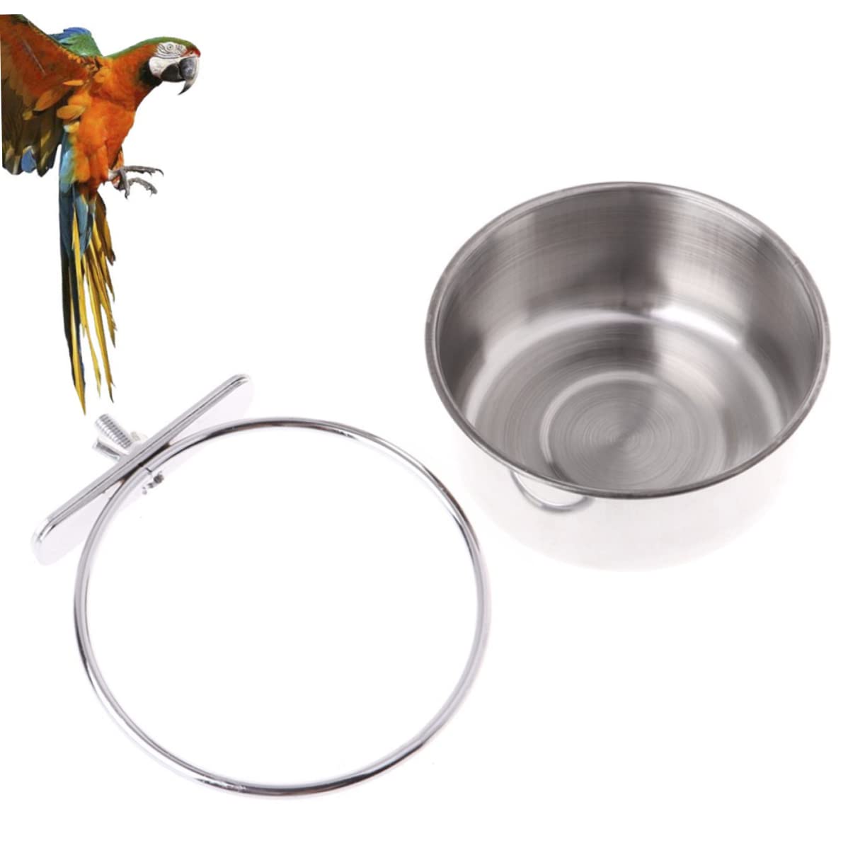 Lot De 4 Mangeoires à Oiseaux En Acier Inoxydable, Bols à Eau Et Nourriture Pour Perroquets Avec Pince Support Pour Cage A Animaux~p137973880