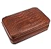 AMANCY Premium Brown Leather Travel Cigar Case,Luxury Portable Cigar Humidor W/Quality Cigar Cutter Lighter Set