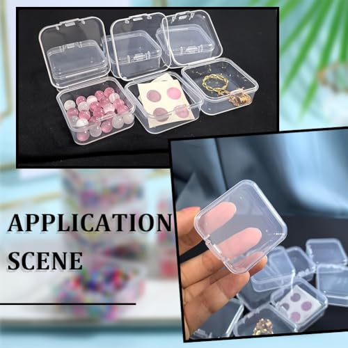 Image of 30Pcs 1.7 x 1.7 x 0.8In Plastic Bead Storage Containers Small Bead Containers Mini Clear Square Bead Storage and Organizer Boxes with Hinged Lid for DIY Art Craft Accessor Tiny Items Storage