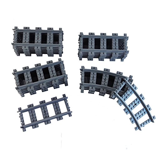 Railroad Train Tracks 18 straight + 6 curved tracks Non-Powered Rail Compatible all Major Brands Train Track City Railroad Construction Toy