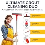 Grout Brush with Long Handle & Hard Bristle Crevice Cleaning Brush, Grout Cleaner for Tile Floors, Floor Scrubber for Tile Grout Line, Household Use, Multipurpose Gap Cleaning Tools by Foxtrot Living - Image 2