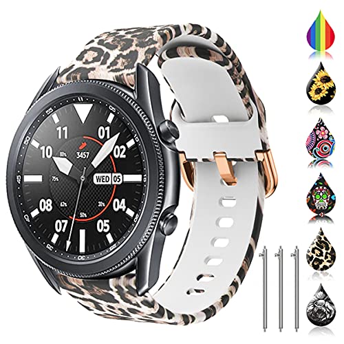 TOOLAIK 22mm Floral Print Silicone Watch Band for Samsung Galaxy Watch, Unisex