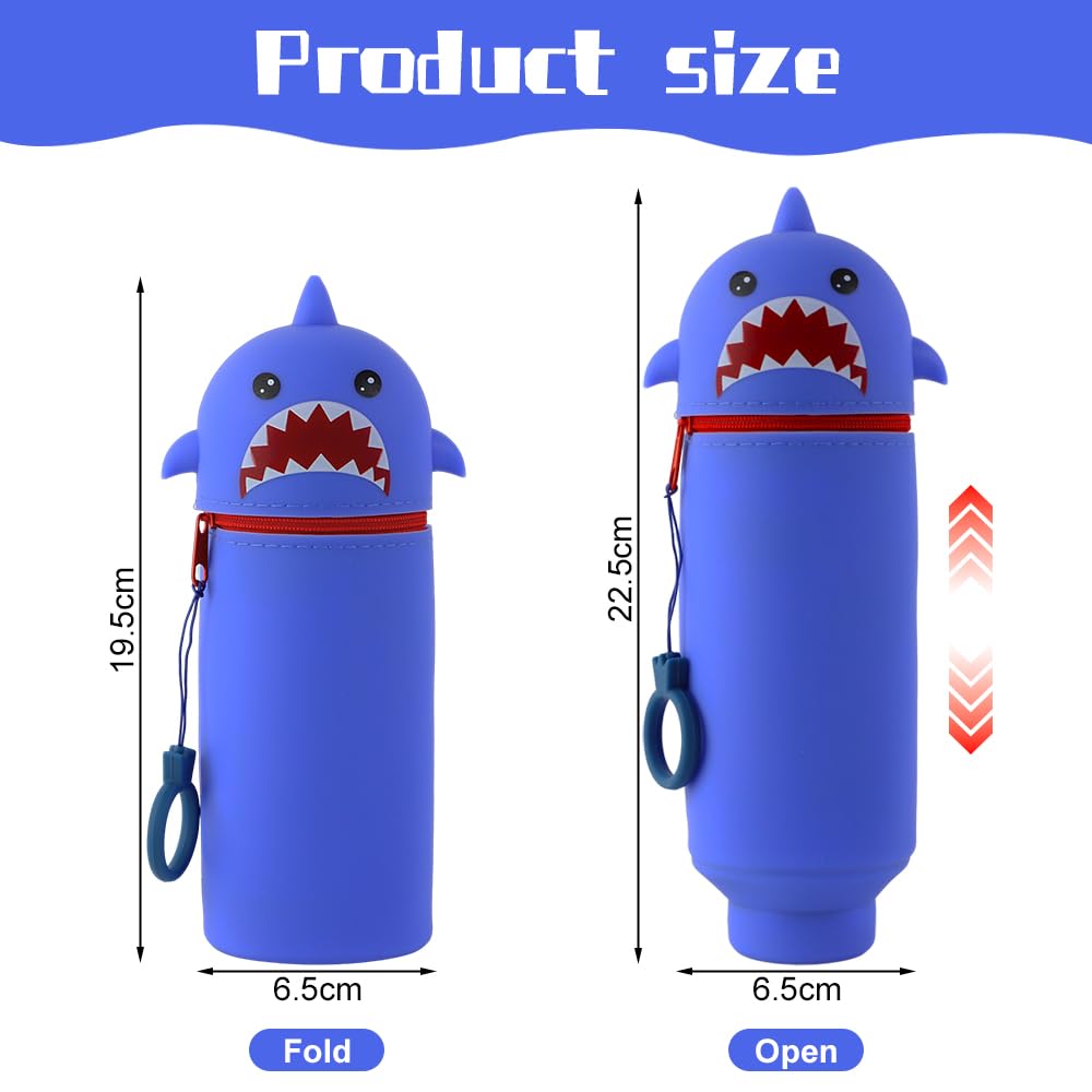 Trousse Silicone 2 en 1 Cartoon Stand Up réglable Requin