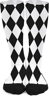 403 Men Women Crew Sports Socks Black And White Diamonds Funky Socks Comfortable Hiking Socks Anti Blister Cool Crazy Socks For Cycling Camping Running