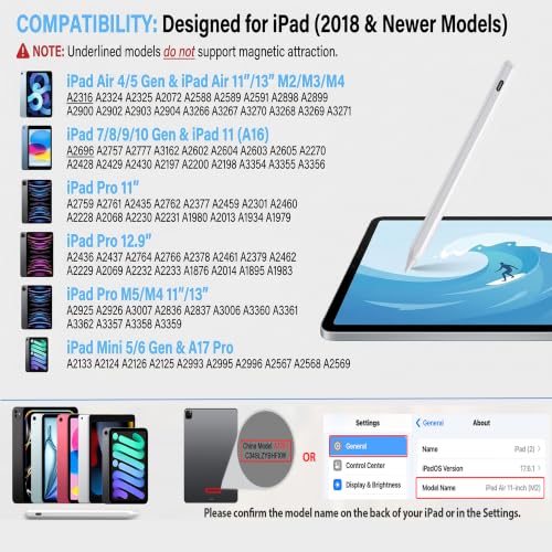 Image of JEDOUBAL Stylus Pen for iPad 2018-2026, 3X Fast Charging iPad Pencil with Palm Rejection & Tilt Sensitivity, Apple Pencil Alternative No Bluetooth Required Compatible with iPad Pro Air Mini