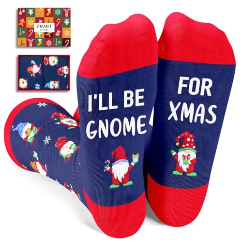 Zmart Christmas Socks for Men Women - Secret Santa Socks Gnome Gifts for Teens, Xmas Stocking Stuffers for Dad Mom
