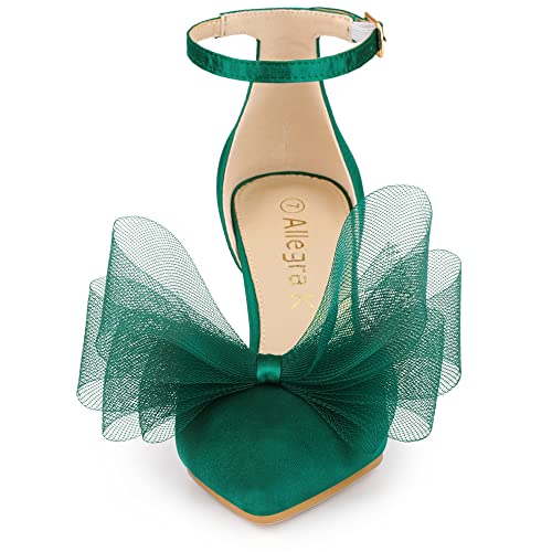 Allegra K Allegra K Women's Bow Tie Ankle Strap Stiletto High Green Heels Pumps 7 m US
