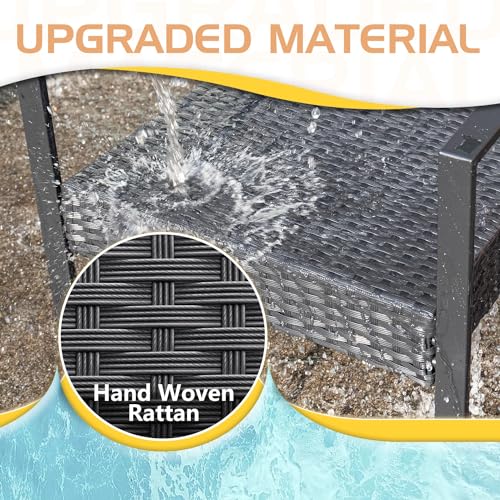 Anovara Outdoor Furniture 3 Pieces Balcony Garden Outdoor Furniture Set include 2 Rattan Chairs with Cushions and 1 Coffee Table