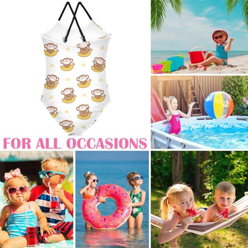 Image of Girls one Piece Swimsuit Summer UPF 50+ Quick Dry Beach Bathing Suit with Straps Swimwear 3-10 Years